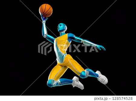 バスケットボールをする人の3dイラスト 128574528
