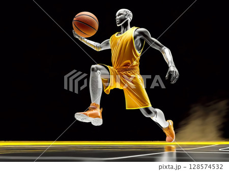 バスケットボールをする人の3dイラスト 128574532
