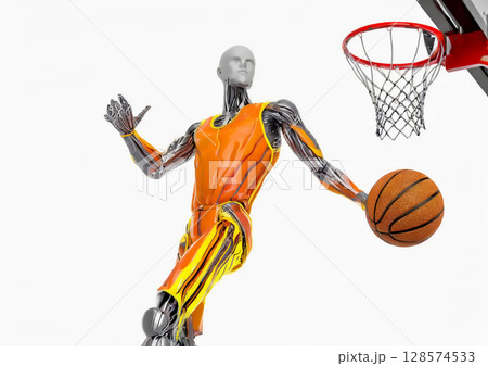 バスケットボールをする人の3dイラスト 128574533