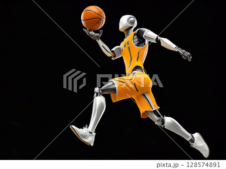 バスケットボール、シュートをする男性の3dイラスト 128574891