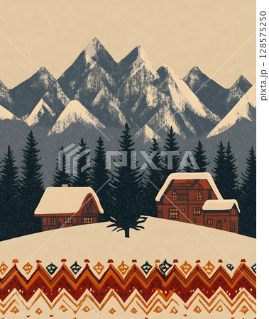 Minimalist quote design swiss border traditional patterns alpine background 128575250