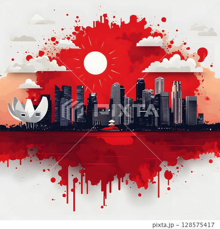 vector social template with singapore flag and national day greeting 128575417
