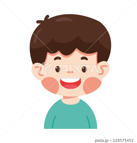 Cartoon Illustration of a Happy Young Boy 128575452