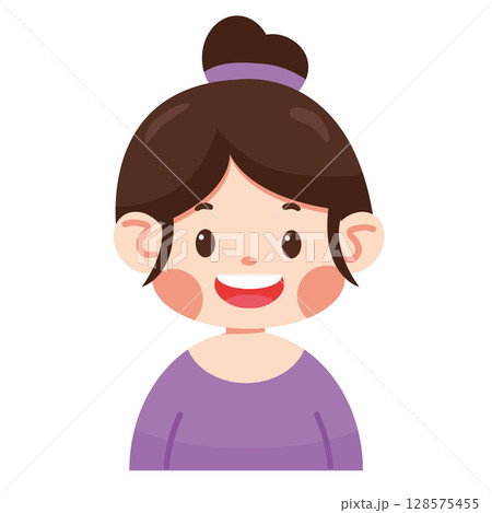 Cartoon Portrait of a Smiling Woman Cartoon Portrait of a Smiling Woman 128575455