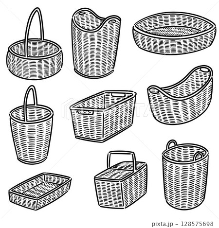 vector set of wicker baskets 128575698