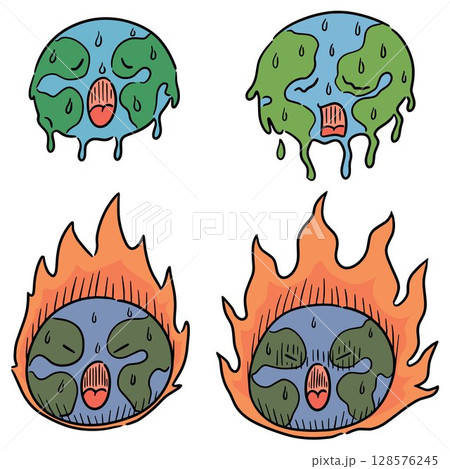 vector set of global warming 128576245