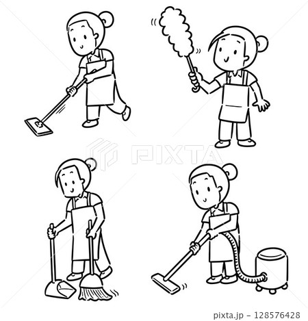 vector set of maid 128576428