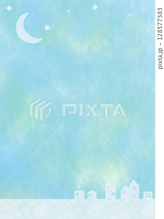 三日月と街並み 水彩 フレーム 全面 縦 三日月と街並み 水彩 フレーム 全面 縦 128577383