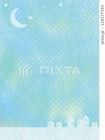 三日月と街並み 水彩 フレーム 全面 縦 三日月と街並み 水彩 フレーム 全面 縦 128577383