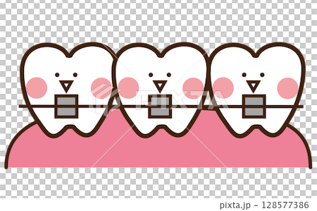 歯科矯正されているかわいいマスコットキャラクター 128577386