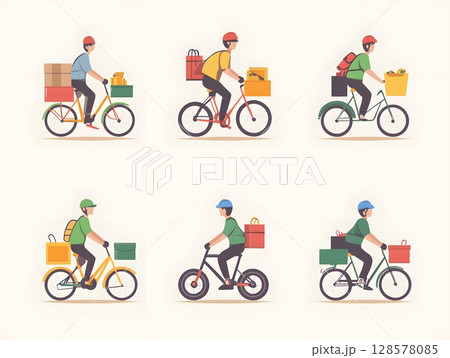 courier service concept with icon set in flat style, 128578085