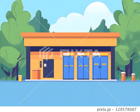 parcel locker station infographic in vector art, parcel locker station infographic in vector art, 128578087