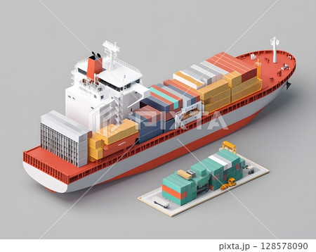 5-step infographic of international shipping, 128578090