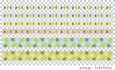 Pop tree and leaf masking tape style decorative border 128578162