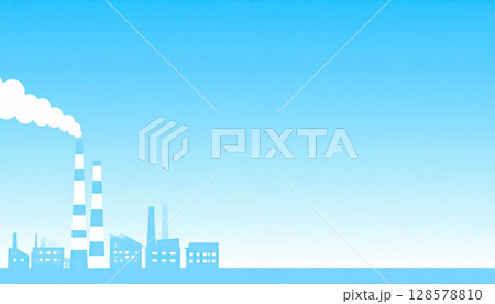 《AI画像》青空に浮かぶ工場群 128578810