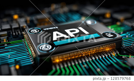 Close-up of circuit board with api chip and...のイラスト素材 [128579768] - PIXTA