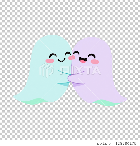 Cute Colorful Ghosts Hugging Each Other 128580179