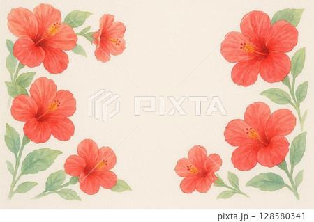 フレーム素材 ハイビスカス フレーム素材 ハイビスカス 128580341