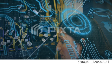 Image of data processing over computer wires 128580981