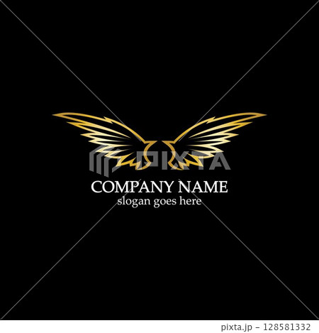 wings gold logo vector illustration template-vector 128581332
