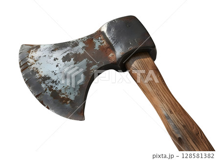 白バックに錆びた古い手斧 128581382