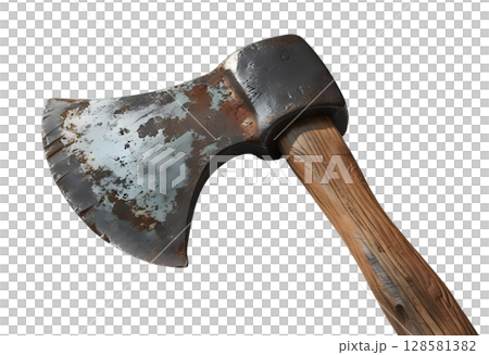 白バックに錆びた古い手斧 128581382