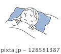 寝ている女性のイラスト 128581387