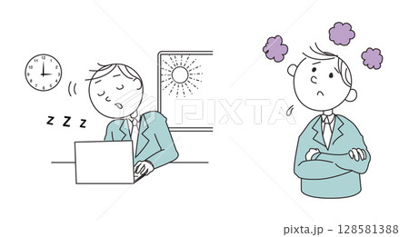 ストレスを抱える男性社員のイラスト 128581388