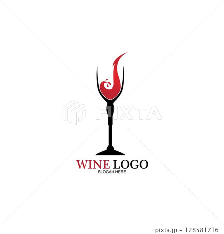 Wine logo design template.vector illustration of icon-vector Wine logo design template.vector illustration of icon-vector 128581716