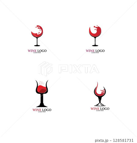 Wine logo design template.vector illustration of icon-vector Wine logo design template.vector illustration of icon-vector 128581731