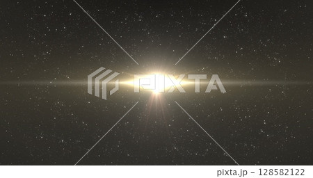 Image of glowing lights over night sky with stars 128582122