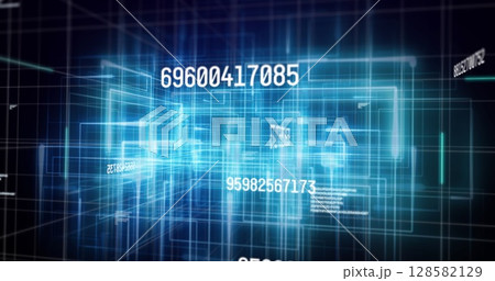 Image of financial data processing over dark background 128582129