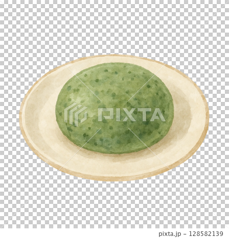 [Japanese sweets] Illustration of mugwort mochi 128582139
