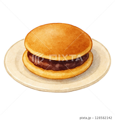 【和菓子】どら焼きのイラスト/タイプ2 128582142