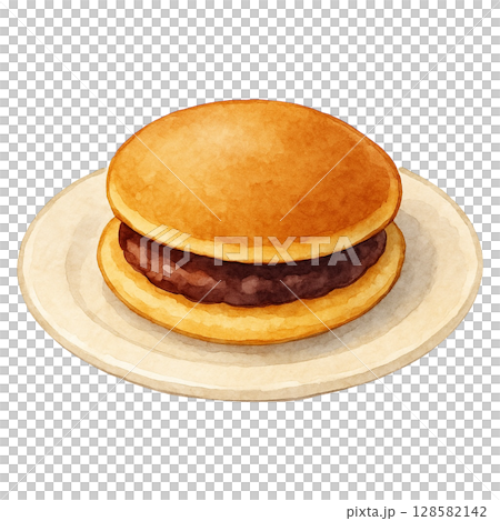 【和菓子】どら焼きのイラスト/タイプ2 128582142
