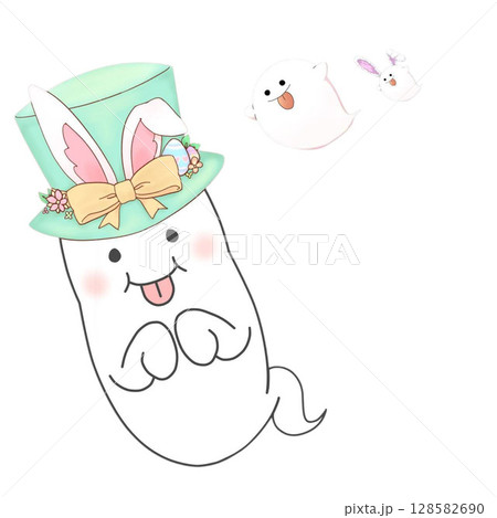 Halloween, Halloween ghost, Halloween ghost wearing a hat, white, Halloween ghost holding a pumpkin Halloween, Halloween ghost, Halloween ghost wearing a hat, white, Halloween ghost holding a pumpkin 128582690