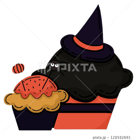 Halloween, Halloween ghost, Halloween ghost wearing a hat, white, Halloween ghost holding a pumpkin 128582691