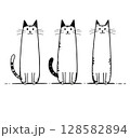 Cat, black cat, black and white cat, animal Line art 128582894