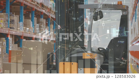 Image of statistics and data processing over warehouse Image of statistics and data processing over warehouse 128583026