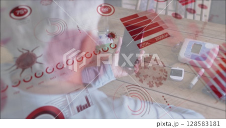 Image of data processing over senior biracial woman using smartphone Image of data processing over senior biracial woman using smartphone 128583181