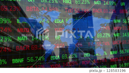 Image of data processing over cityscape 128583196