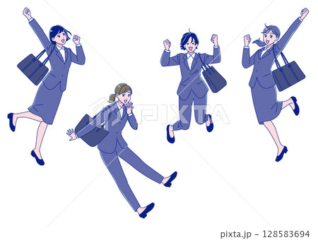 アニメ風の女の子の就職活動セット 128583694