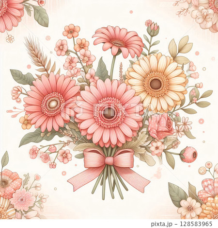 やさしく咲いたガーベラの花束 128583965