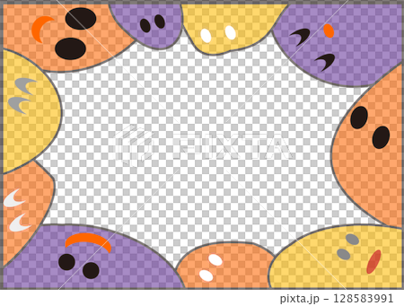 萬聖節彩色框架，色彩繽紛的鬼魂，即將消失的鬼魂，白色背景 128583991