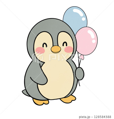 Penguin with balloons 128584388