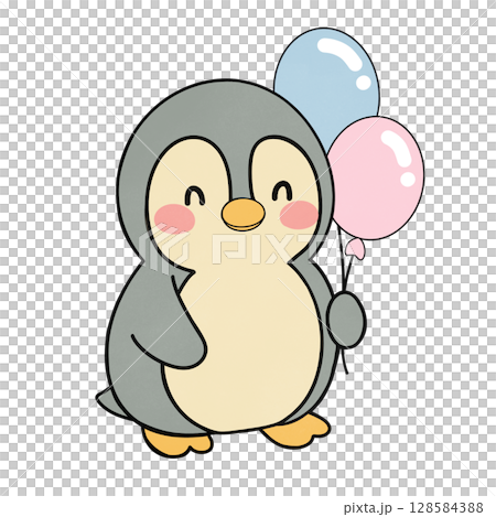 Penguin with balloons 128584388