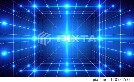 《AI画像》青いデジタルネットワークイメージ背景 《AI画像》青いデジタルネットワークイメージ背景 128584588