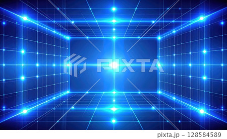 《AI画像》青いデジタルネットワークイメージ背景 128584589