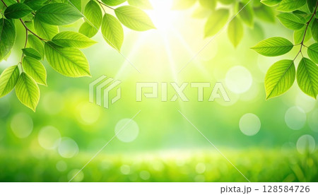 《AI画像》新緑イメージの背景素材 128584726