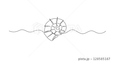 Seashell one continuous line illustration. Hand drawn doodle vector sketch isolated on white background Seashell one continuous line illustration. Hand drawn doodle vector sketch isolated on white background 128585187